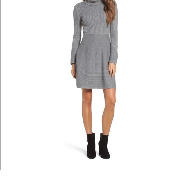 Eliza J Gray Classic Women's Turtleneck Fit & Flare Knit Sweater Dress XS - Picture 2 of 12